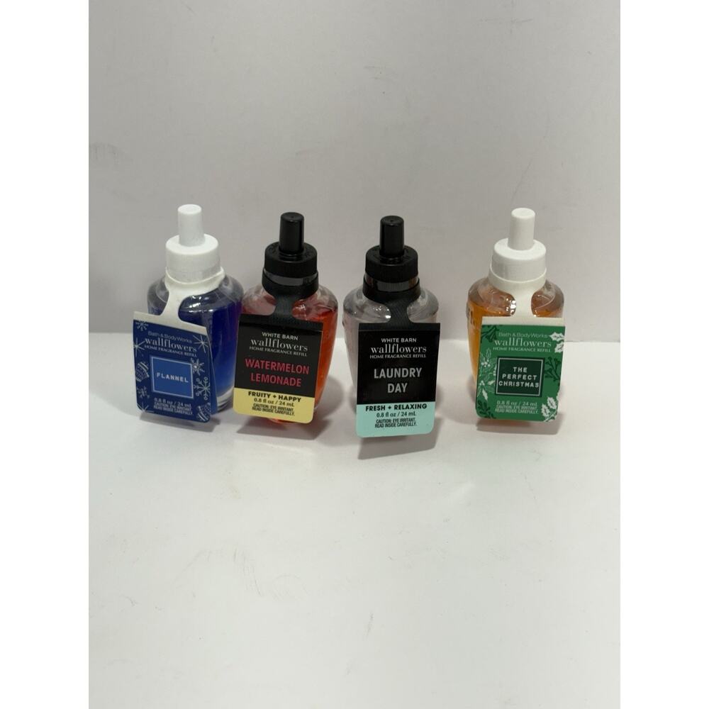BATH & BODY WORKS WALLFLOWERS REFILL Laundry Day Flannel Watermelon Christ Lot 4